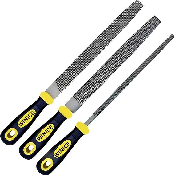 3-Piece 8" Metal File Set, Set of Flat, Round, Half Round, for Metal Sharpening, Shaping, Finishing & Smoothing for DIY & Professional Use