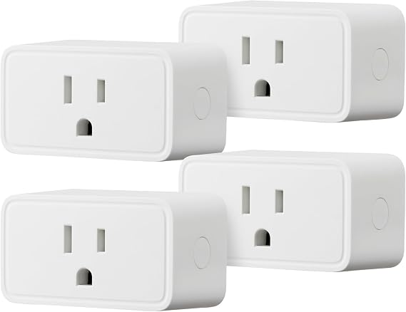 Amazon Basics Smart Plug, Works with Alexa Only, Voice Control, Remote APP Control, Schedule, Compact Design, Versatile, 2.4 GHz Wi-Fi, No Hub Required, 4-Pack, White