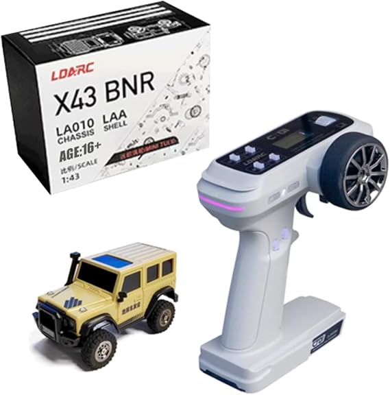 LDARC X43 RC Crawler, 1/43 Mini 4WD Rock Truck, 2.4G RC Electric Climbing Vehicle, Car Gifts for Teens Adults (RTR Version/Desert Yellow)