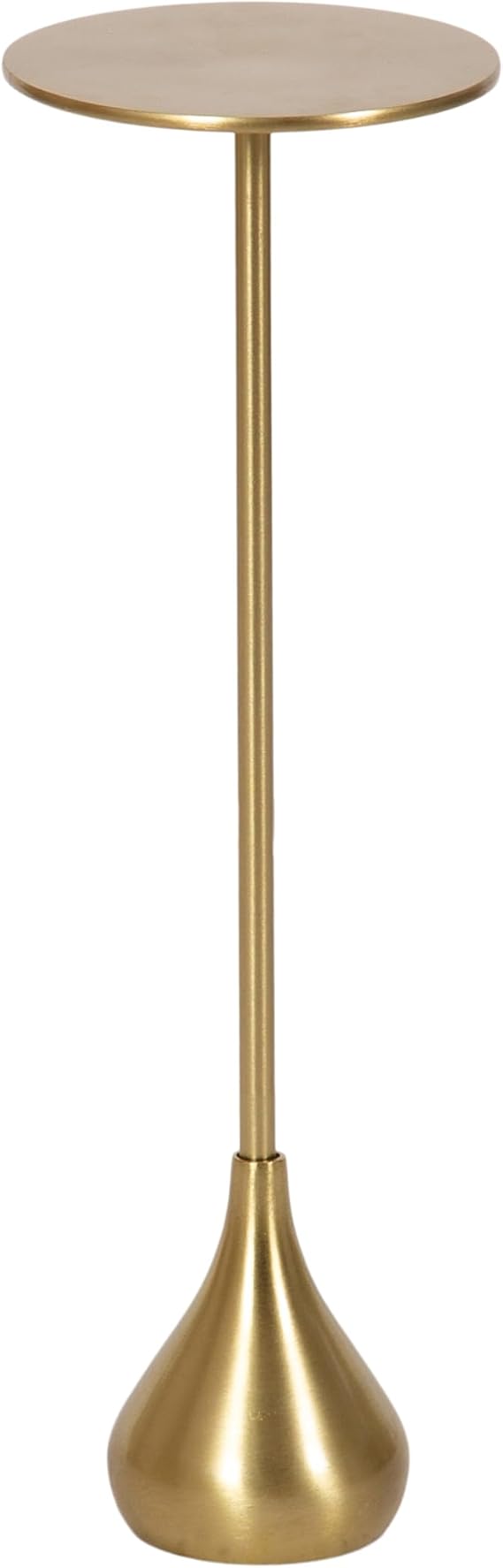 Kate and Laurel Hersi Decorative Modern Pedestal Drink Table; 7 x 7 x 20; Gold; Cast Aluminum Mini Table with Teardrop Base for Use as Small Plant Stand or Living Room Martini Table