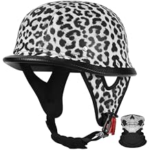 Vintage German Leather Motorcycle Half Helmet for Men Women - DOT Approved Open Face Helmets, Retro Biker Helmet for Cruiser, Chopper, Scooter