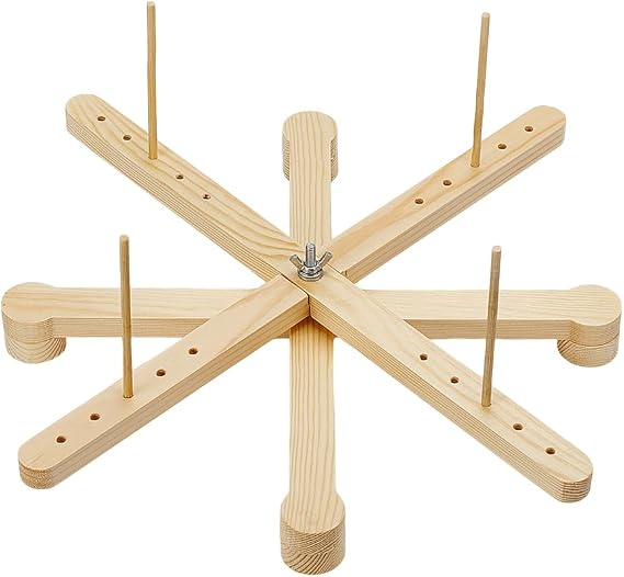 BENECREAT Amish Style Yarn Swift Winder, Portable Wooden Yarn Swift, Desktop Standing Needlecraft Yarn Finishing Tool with Flat Cross Base for Wool, Yarn and Embroidery Thread