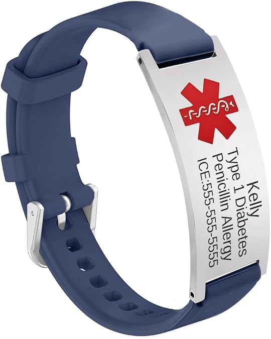 Custom Engraving Medical Alert Bracelet for Women,Personalized Seniors' Silicone Allergy Alert Information Bracelet
