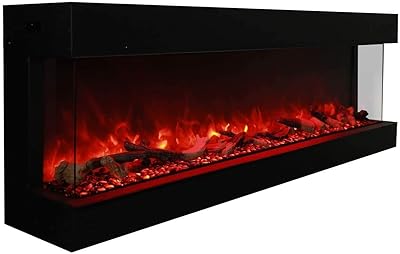 Amantii Series Slim Built-in 3-Sided Electric Fireplace with Logs 72-TRV-Slim, 72-Inch