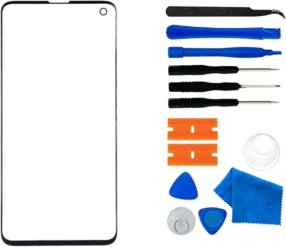 Original Galaxy S10 Screen Replacement, Front Outer Lens Glass Screen Replacement Repair Kit for Samsung Galaxy S10 G9730 Series (Galaxy S10 6.1'- Black)