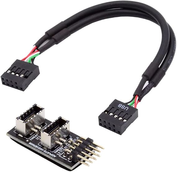 cablecc Dual USB 3.1 Faceplate Socket Key-A Type-E to USB 2.0 9Pin 10Pin Motherboard Header Male Cable Extension Adapter