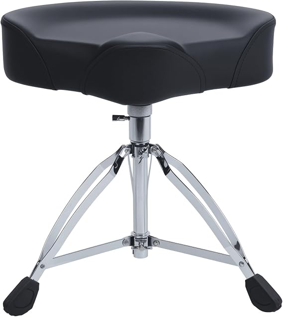 YOXIER Drum Throne,Drum Accessories,Motorcycle Style Drum Seat,Height Adjustable Motorcycle Style Drum Seat Stool with Upgraded Materials, Rotatable Swivel Padded Double-Braced Drummer Seat Chair for