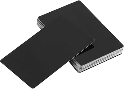 50Pcs Metal Business Cards, Black Aluminum Business Card Blanks, Stainless Steel Cards Laser Engraving Cards for House Office Customer DIY Gift Plate Cards0.2mm Thick