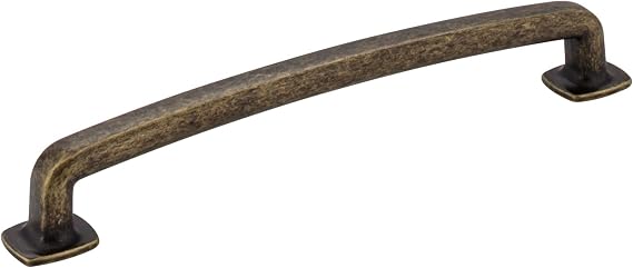 Jeffrey Alexander MO6373-160 Belcastel One - 6-5/16" (160 mm) Center to Center Soft Square Cabinet Handle/Drawer Pull with Square Feet - Distressed Antique Brass