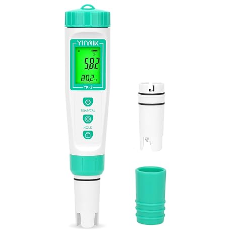 YINMIK Digital pH Meter with Extra Replaceable Probe, Pocket pH Tester for Hydroponics, Accurate Water Tester for Swimming Pool Hot Tub Aquariums Home Wine Brewing