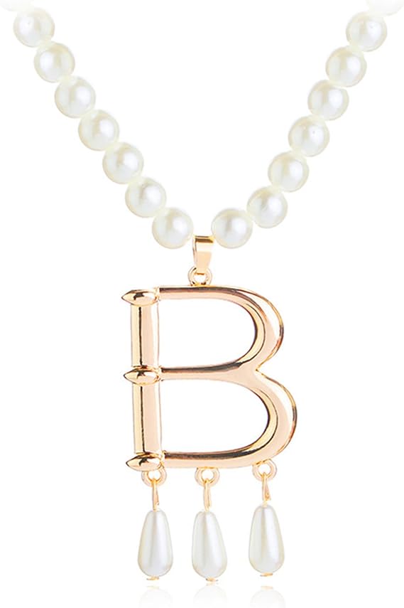 GAUEIOUR Anne Boleyn Ugly Betty Letter Pearl Necklace，A Niche Design With A Light And Luxurious French Fashion Necklace，Elegant And Minimalist Vintage Silver Necklace