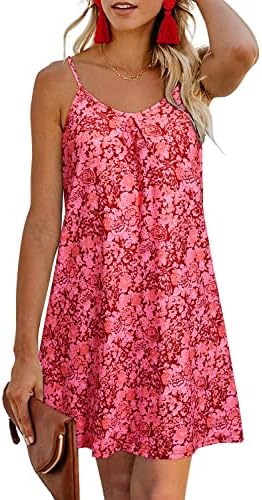 ULTRANICE Women's 2024 Summer Casual Beach Dresses Cover Ups Floral V Neck Spaghetti Strap Backless Mini Sun Dress