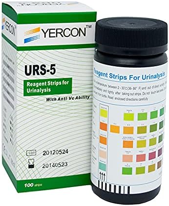 Urine Infection Test 5 Parameter Urine Dip Test (100 Test Strips per Pack pH Glucose Protein Blood & Ketones)