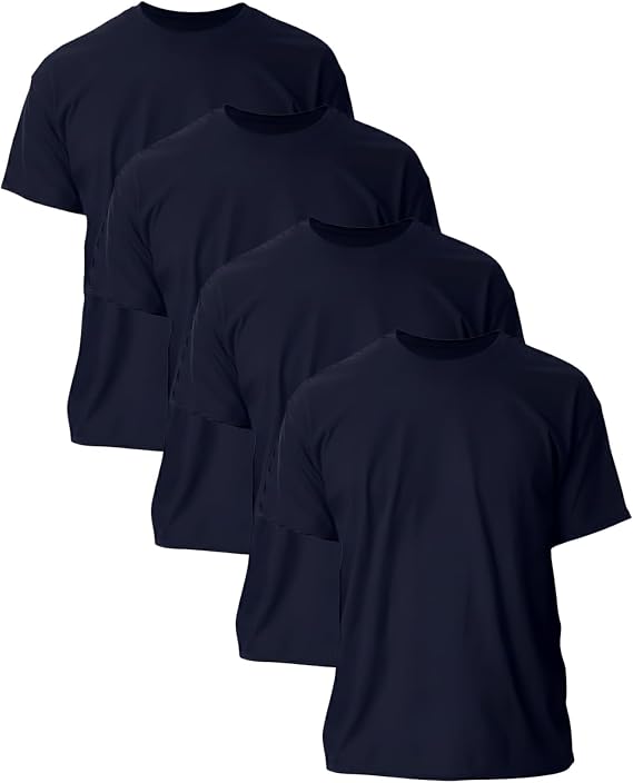4 Pack Mens Short Sleeve T-Shirts Crew Neck Athletic Running Gym Workout Breathable Tee, S-5XL