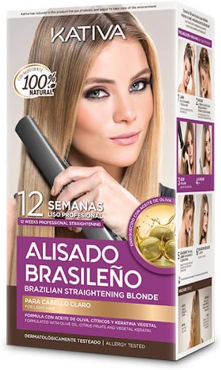 KATIVA 1437-52901 Professional Alisado Brasileno Pro Blonde for adults, made for everyday use, professional, 6-piece gift set