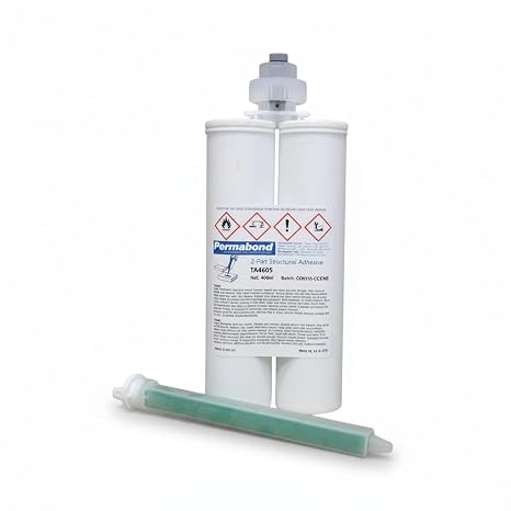Permabond TA4605 Polyolefin Bonder, Off-White, 50mL Kit, Fast Set 5-10 Min, 1:1 Mix Ratio (Creates Bond with HDPE, PPCO, Nylon and More) (Cartridge Only, 400ML)