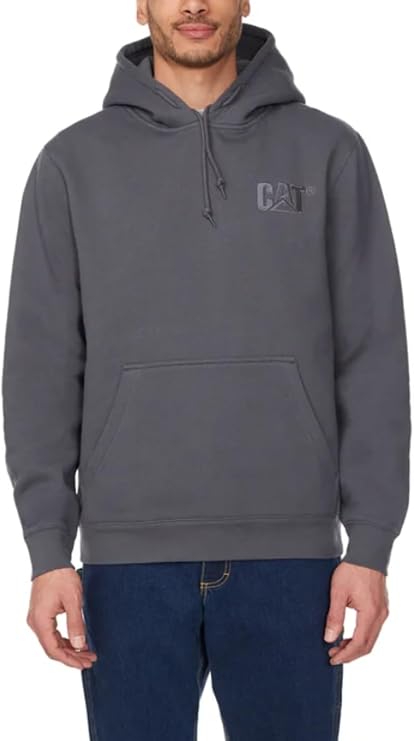 CAT Caterpillar Men's Trademark Hoodies with Embroidered Front Logo (US, Alpha, Small, Regular, Regular, Dark Gray)