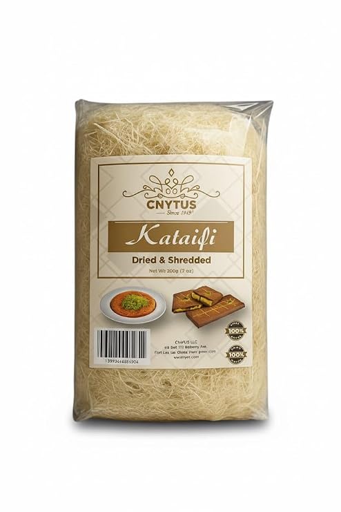 CNYTUS Kataifi Shredded Fillo Dough |200g (0.44 lb) | Katafi Shredded Pastry | Kunafa Shredded Phyllo Dough | Knafeh Shredded | Kadayif | Kanafeh | Katifi Phyllo | Kataifi For Dubai Chocolate