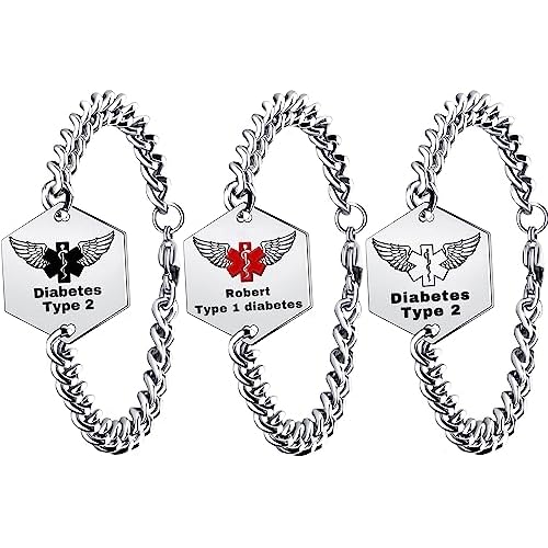 Custom Medical Alert Bracelet for Women Men, Personalized Medical ID Bracelets Wristband Medical Emergency Bracelet with Free Engraving Adjustable for Girls Kids Mother Father