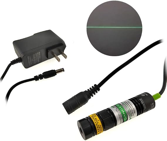 520nm Green Line Light Locator Marker for Wood Sawmill Stone Workshop Alignment (+AC-DC Adapter, Green Line)