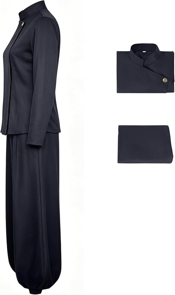 FAZA Geto Suguru Cosplay Kimono Robe Outfit For Men Anime High School Uniform Suits Black Jacket Pants With Ear Stud