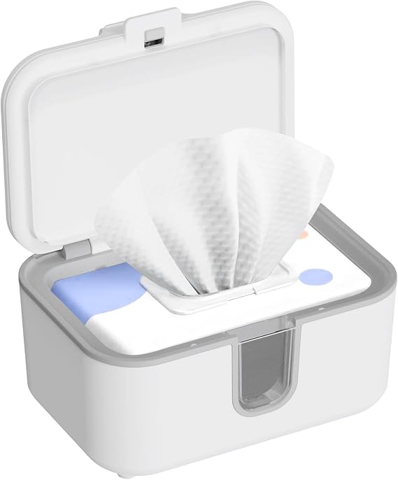 Baby Wipes Warmer, Larger Capacity Wipe Dispenser, Even Heating Diaper Wipe Warmer with Night Light, On/Off Switch
