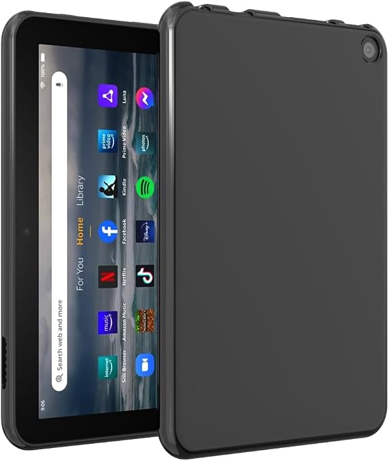 Case for Kindle Fire 7 Tablet (2022 Release-12th Gen) 7-Inch, [Lightweight + Protective] Shockproof Soft Ultra Slim Cover, Black