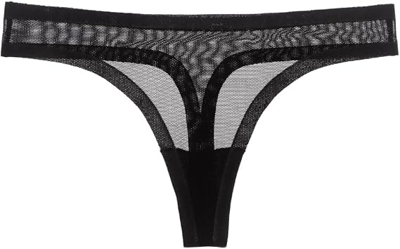 EBY Seamless Mesh Thong | Womens Underwear | Seamless Panty for Women Comfortable No Show Underwear, 2X Black