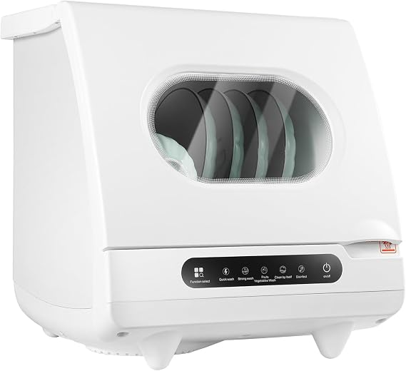 Countertop Dishwasher, 5-Washing Programs Compact Dishwashers with 5L Built-in Water Tank, for Apartments& RVs, 161.6F High-Temp& Air-Dry Function
