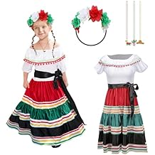 Mexican Dress for Girls Folklorico Dress Traditional Mexico Dress Cinco De Mayo Outfit Halloween Costume Party Dress