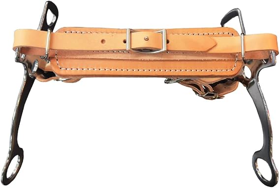 HILASON Leather Hackamore Bit Adjustable Fleece-Lined Noseband