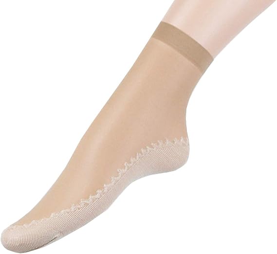 Long-Perfect Women's Ultra-Thin Short Stockings, 10 Pairs/20Pairs, Anti-Slip Cotton Sole Socks