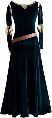 Merida Cosplay Costume Princess Long Dress Wig for Women Halloween Outfit XS, Long dress