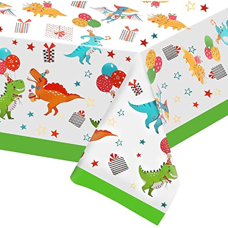 2 Pack Dinosaur Graduation Tablecloths, Dinosaur Table Cover for Birthday, Dino Themed Party Decorations Supplies Kindergarten Preschool Grad, Party Table Cloths for Kids Boy, 52 X 87