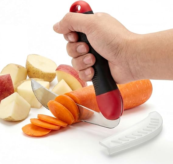 Ergonomic Adaptive Kitchen Knife with Angled Handle Arthritis-Friendly, One-Handed Rocking Knife for Seniors & Disabled Users | Easily Slice Meat, Vegetables, Bread | Chop, Slice, Dice with Ease