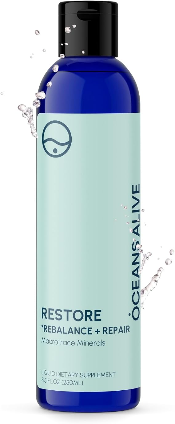 Restore - Rebalance + Repair Liquid Drops Ionic Trace Mineral Solution for Hydration, Electrolytes & Mineral Supplement Support, Mineral Rich Liquid Trace Elements, 8.4 fl oz