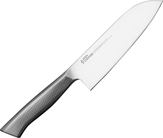 Sumikama DC-800 Diamond Cross Knife, All Stainless Steel, Small Santoku Knife, 5.5 inches 14 cm, Rust Resistant, With Main Blade Included, Made in Japan, Seki City, Gifu Prefecture