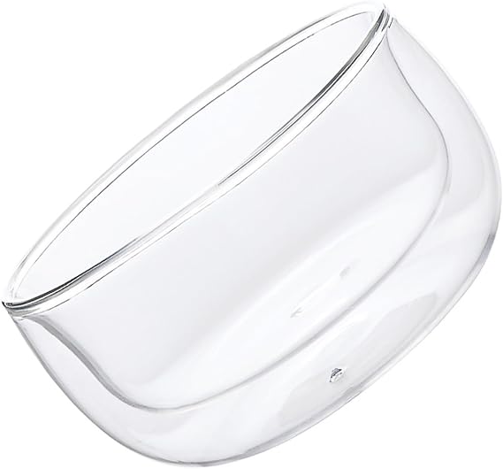 Double Wall Insulated Glass Bowl Transparent Dessert and Salad Serving Bowl Clear Food Container Scalding for Soup Ice Cream Fruit and Vegetable Use