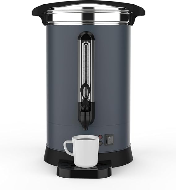 100 Cup Commercial Coffee Urn - 14L3.8Gal Stainless Steel Electric Coffee Maker With Double Wall Insulation, Hot Beverage & Water Dispenser for Weddings, Parties, Catering, Buffets