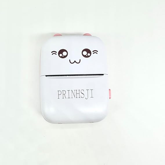 PRINHSJI Mini Photo Printer Portable Wireless BT Thermal Photo for iOS Android Mobile Phone, Inkless Printing Gift Study Label with 1 Rolls of Paper (Pink)