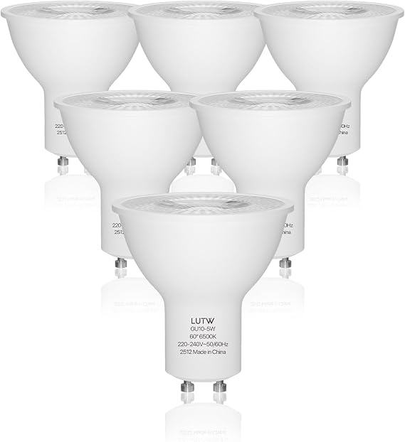 GU10 LED Bulbs Cool White, 5W = 40W 500LM, 60° Beam Angle, 6 Pack [Energy Class F]