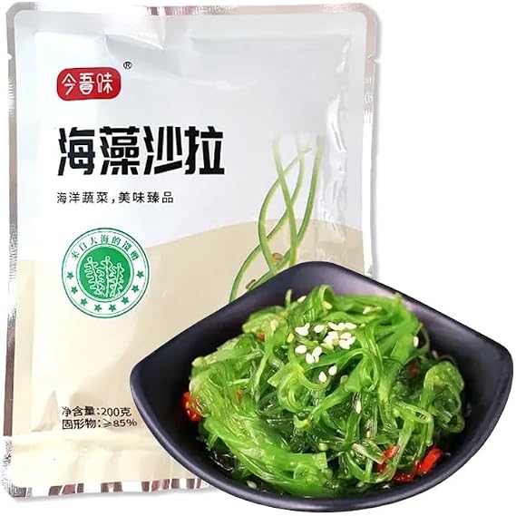 Pickled seaweed silk, instant seaweed salad, sour and hot wakame slices, kelp, spicy pickles vegetable, side dishes, delicious kimchi, cold mixed dishes, leisure snack (Seaweed salad,1 bag)