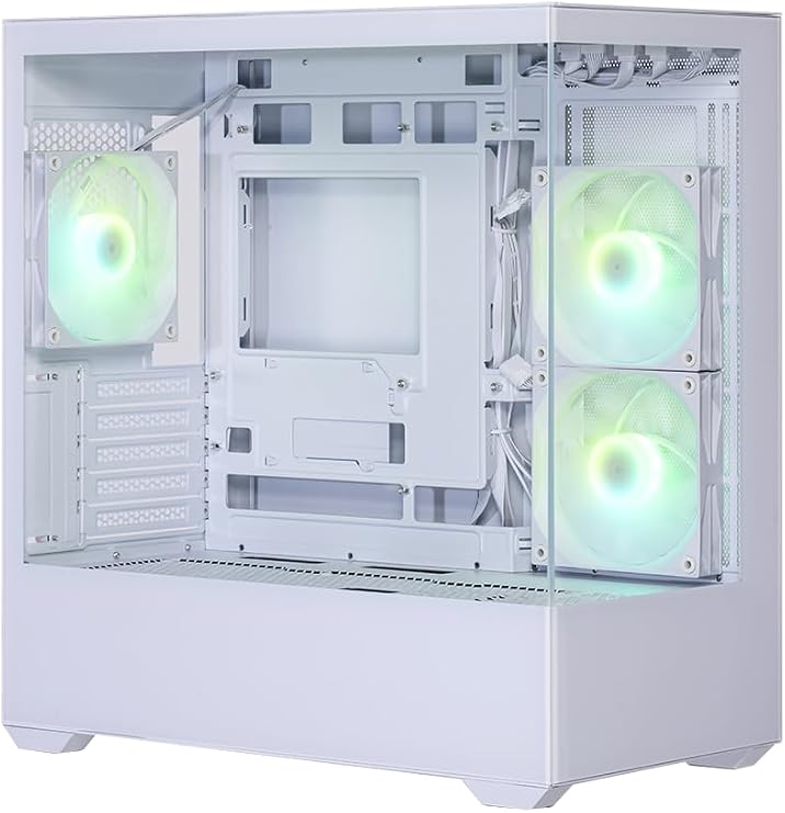 KRC-mT01W Professional PC Case, Micro ATX, Tower, Front/Side, Glass Panel, Pillarless, Simple, Standard, White