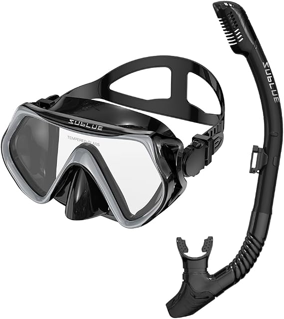 sublue Snorkeling Gear for Adults Anti-Fog Scuba Diving Mask Dry-Top Snorkel Set Scuba Diving Snorkel mask