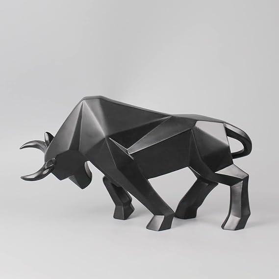 Bull Statue,Resin Animal Black Bull Sculpture,Creative Nordic Decoration Home Decor Tabletop Statues-Black 30x10x20.5cm(12x4x8inch)