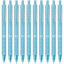 Hauser XO Click Retractable Gel Pen | Needle Spring Tip for Super Soft & Smooth Writing Experience | Grooved Grip for Comfortable Writing | Blue Ink, Pack Of 10