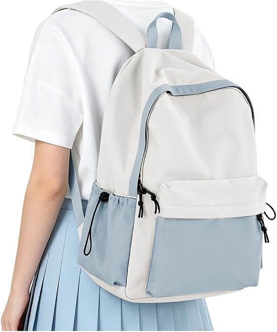 HYC00 School Backpack Womens Secondary Causal Travel High School Bags for Teenage Girls Boys 14 Inch Laptop Backpack Rucksack Bag for Women College Bags Water Resistant Work Back Pack,A51-Blue White