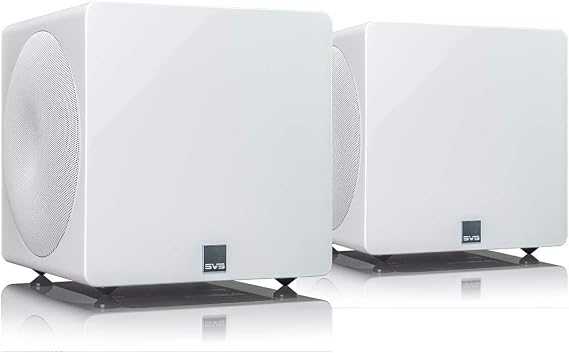 SVS 3000 Micro Subwoofer (Piano Gloss White, Pair) | Active Dual 8-in Drivers, 800 Watt RMS, Sealed Cabinet