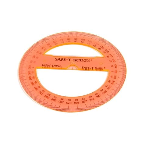 hand2mind Clear 4 Safe-T 360 Degree Protractor Set, Circle Protractor for School, Clear Plastic Protractor Ruler, Geometry Tools, Protractors Bulk for Classroom, Math Teacher Supplies (Set of 24)