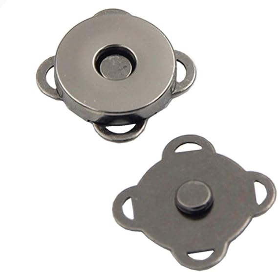 24 Sets Sew in Magnetic Plum Bag Clasps Button Snaps for Purses Handbag Clothes Scrapbooking Closure Fastener Sewing Craft DIY (Gun Black) (18mm)